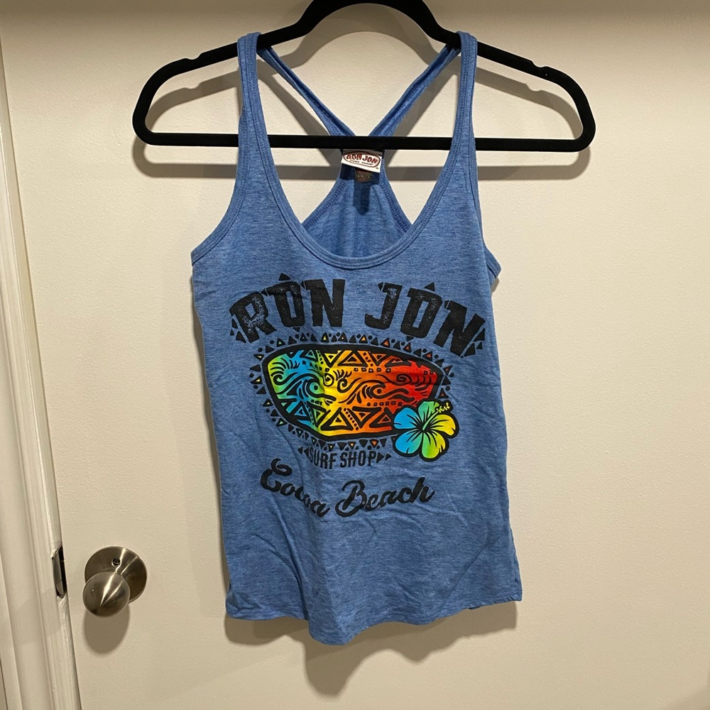Ron Jon Women's Blue Surf Graphic Tank Top
